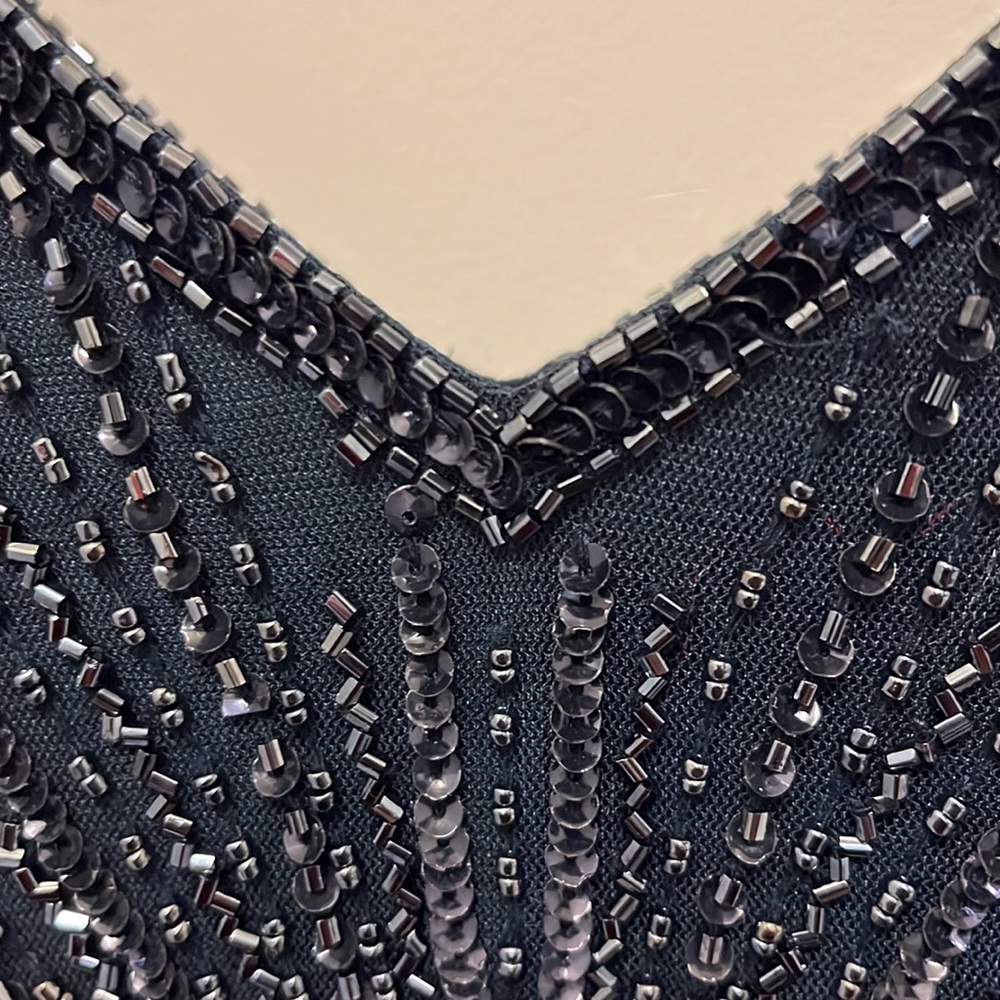 Gorgeous beaded navy dress size 14 - Picture 7 of 12
